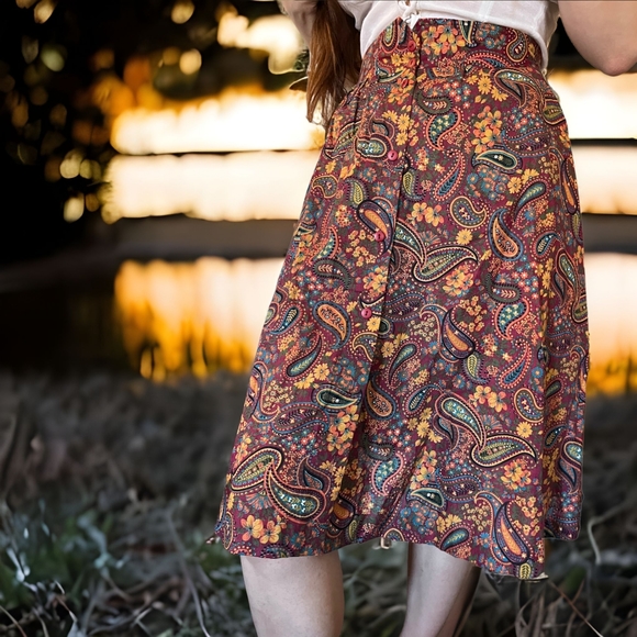 Vtg Cotton Skirt - Picture 5 of 7